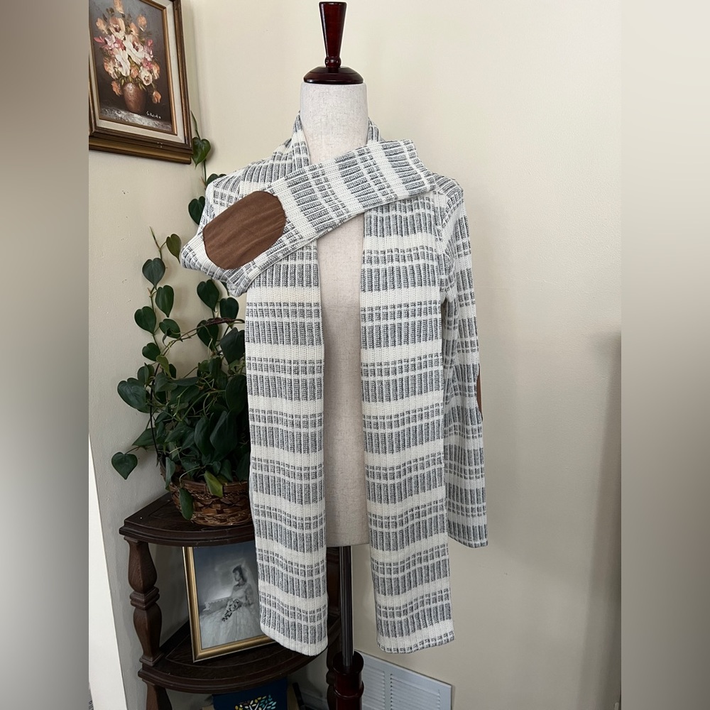Bo Bel Open Cardigan w Suede Elbow Patches Sz S NEW